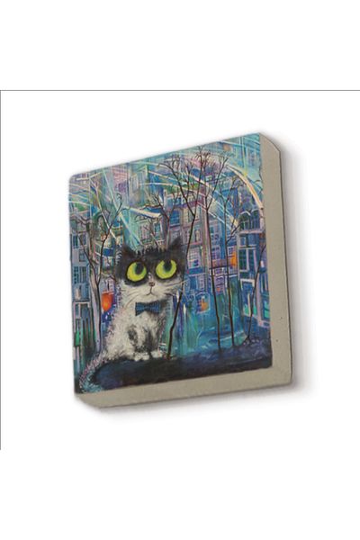 Sadrazam Στολίδι Ψυγείου Istanbul Cat Printed Natural Stone Magnetkrt-066