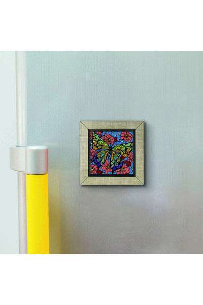 Sadrazam Butterfly Printed MDF Magnetkrg-152 Refrigerator Ornament