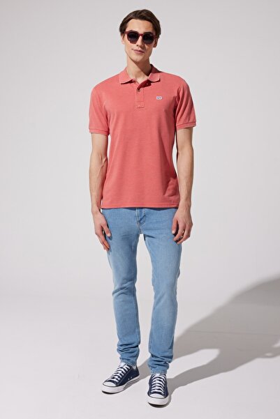 Lee Regular Fit Normal Cut Polo Neck Coral T-Shirt