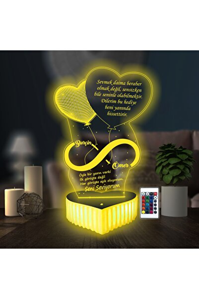 3D Hediye Dünyası Sevgililer Günü Sevgilime 16 Renkli Kumandalı