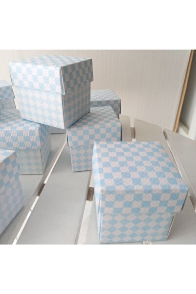 Helvacıoğlu Çikolata Mavi Kareli Mini Hediyelik Kutu, 30 Adet