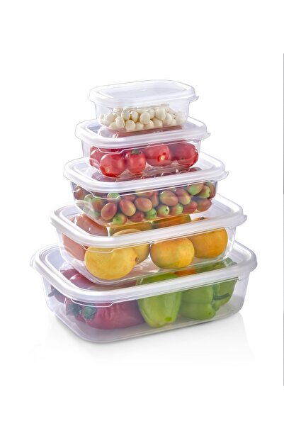 lufy مجموعة من 5 حاويات تخزين مستطيلة - حاوية طعام بغطاء أنثراسايت