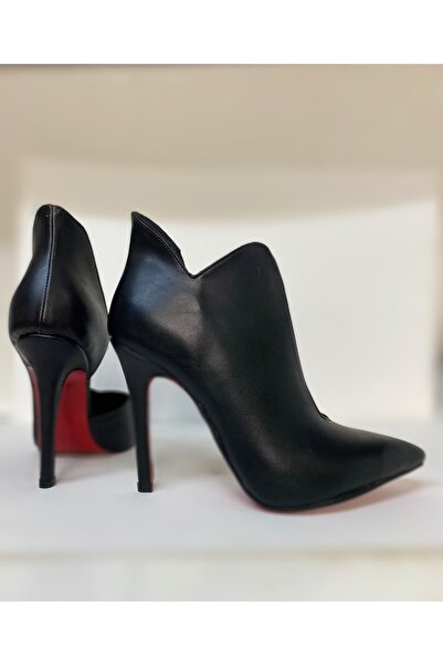 HAYYSHOES Özel Tasarım Love Siyah Deri Aynalı Jürdan Kaplama Topuk Stiletto Bottie Kadın Topuklu Bot