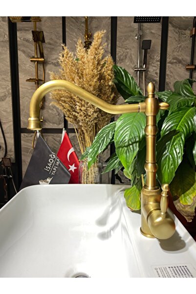 İSAOĞLU YAPI Arıtmalı Mutfak Bataryası Mat Gold Arıtıcılı Musluk Fırçalanmış ...