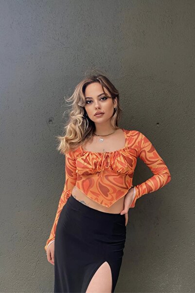 ELBEY Dijital Baskı Tül Bluz
