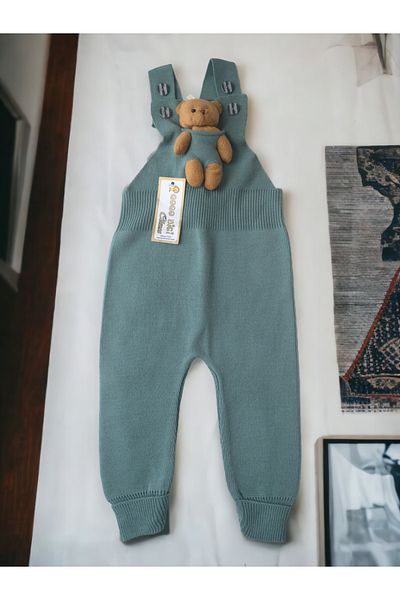 gogo bici Adjustable Knitted Jumpsuit with Teddy Bear Leggings Salopette Flexible Baby Kids