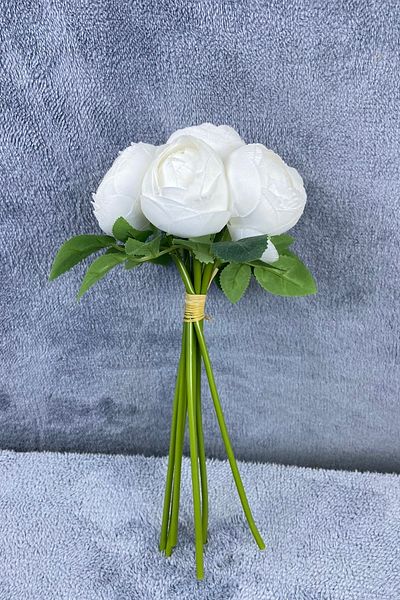 Hobigram Λευκό Tomur Luxury Peony Bunch 7 κλαδιών 25 εκ