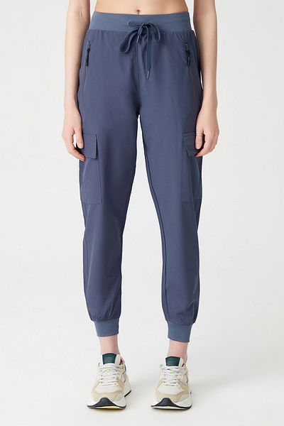 LOS OJOS Anthrazitfarbene Cargo-Jogginghose für Damen mit Taschen, elastischem Bund und Cargo-Beinen