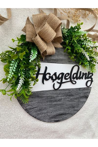 HOBİ55 Στολίδι πόρτας - Στολίδι εξωτερικής πόρτας Welcome Black - Αξεσουάρ μπροστινής πόρτας
