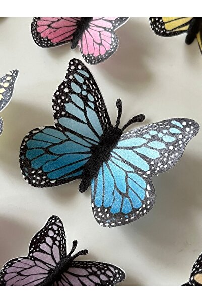 sevvom Yenilebilir Kağıt Özel Kesim Kullanıma Hazir 30 Adet Pasta Kurabiye Üstü Canlı Renklı Kelebekler