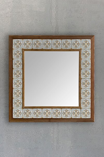 Oscar Stone Decor Masif Çerçeveli Mozaik Taş Ayna 43 Cm X 43 Cm (morocco-etni...