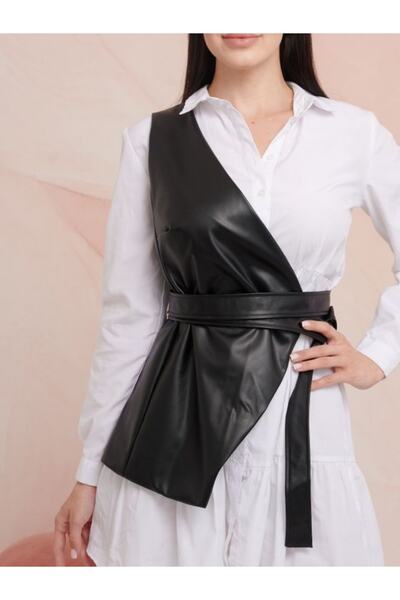 Pinpery Асиметричний крій Новий тренд Шкіряний жилет