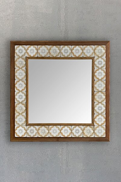 Oscar Stone Decor Masif Çerçeveli Mozaik Taş Ayna 43 Cm X 43 Cm (morocco-etni...