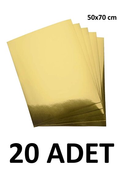 Ticon 20 Adet Altın Sarı Aynalı Fon Kartonu 50x70 Cm Metalik Fon Kartonu