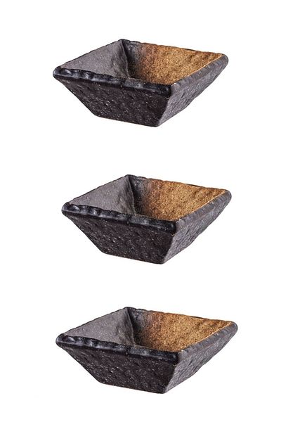 İkram Dünyası Newyork Minimal Square Sauce Bowl, Jam Bowl, Snack Bowl 3 Pieces 7*7 Cm