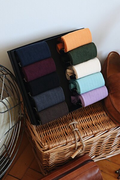 Emiliano Basco London - 10 Çift Renkli Erkek Çorap Kutusu