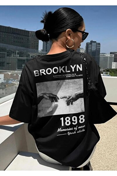 AFROGİYİM Γυναικείο μπλουζάκι Brooklyn 1898 Back Printed Oversize