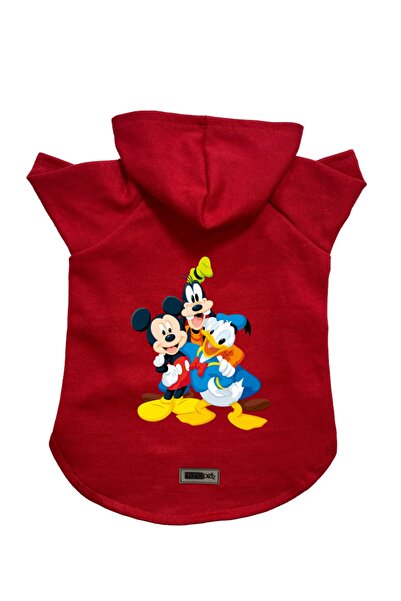 Monopetz Red Disney Fleece Sweatshirt - Hoodie, Dog and Cat Print, Size XL