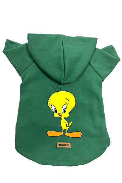 Monopetz سويت شيرت من الصوف بغطاء للرأس ملابس للكلاب والقطط - أخضر نيو تويتي ...