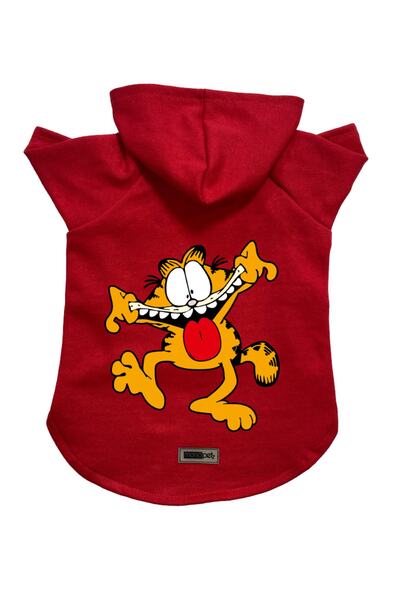 Monopetz سويت شيرت من الصوف بغطاء للرأس ملابس للكلاب والقطط - أحمر جديد غارفي...
