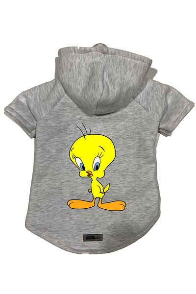 Monopetz Hooded Fleece Sweatshirt Dog and Cat Outfit & Dress - Gray New Tweety - Size S