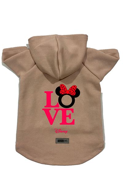Monopetz Beige Mini Love Size m - Hooded Fleece Sweatshirt, Dog and Cat Outfit