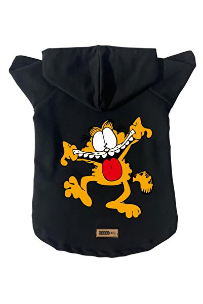 Monopetz سويت شيرت من الصوف بغطاء للرأس ملابس للكلاب والقطط - أسود جديد Garfi...