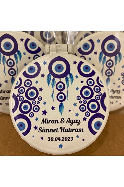 SOLMAZ Özel Tasarım Hediye Kozmetik Kapaklı Cep Çanta Aynası 1 Adet 7 X 7 Cm