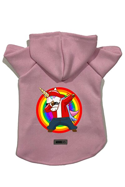 Monopetz سويت شيرت صوف بغطاء للرأس للكلاب والقطط - وردي جديد يونيكورن - مقاس S