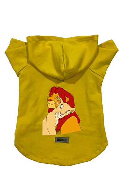 Monopetz سويت شيرت أصفر من الصوف بطبعة أسد الملك - ملابس للكلاب والقطط - مقاس M