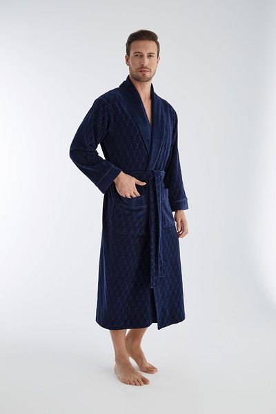 Nuşa Ανδρική ρόμπα με διαμάντι Jacquard Niki Velvet Bamboo Cotton