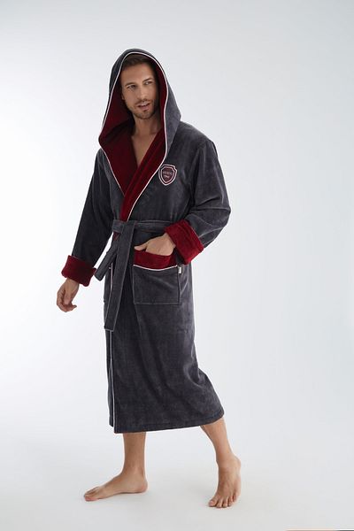 Nuşa Ανδρικό μπουρνούζι Arena Embroidery Triga Curl Bamboo Cotton
