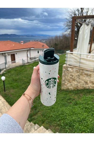Starbucks White Color Patterned Stainless Steel 473ml