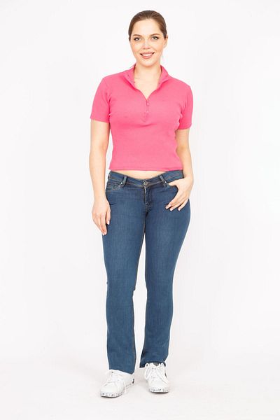 Şans Dámské námořnické modré velké velikosti s nízkým pasem 5 kapesní Lycra Jeans 65n35868