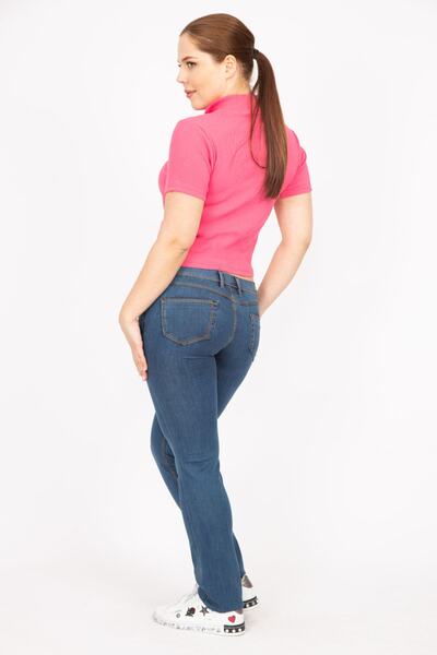 Şans Dámské námořnické modré velké velikosti s nízkým pasem 5 kapesní Lycra Jeans 65n35868