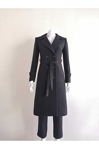 GİSSTORE Palton negru cu cusături