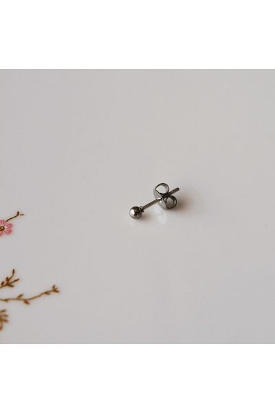 Heppii Surgical Steel 3 Mm Single Ball Earrings Silver Color