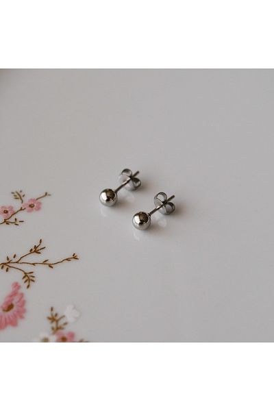 Heppii Surgical Steel 4 Mm Ball Earrings Silver Color