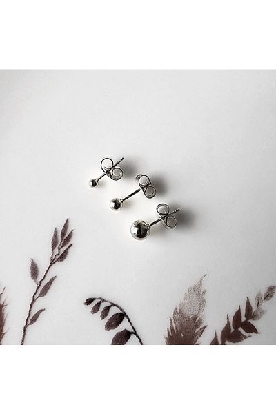 Heppii Surgical Steel Ball Earrings Set Silver Color 3 Pieces