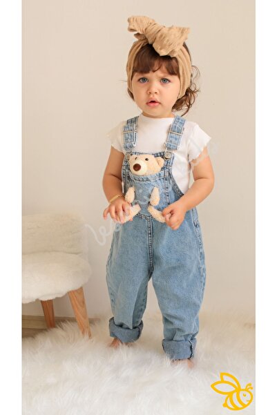 Teddy Ayıcıklı Unisex Kot Salopet