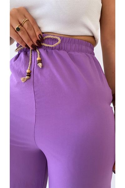 SEDA FİDAN Ayrobin Linen Comfortable Trousers Lilac