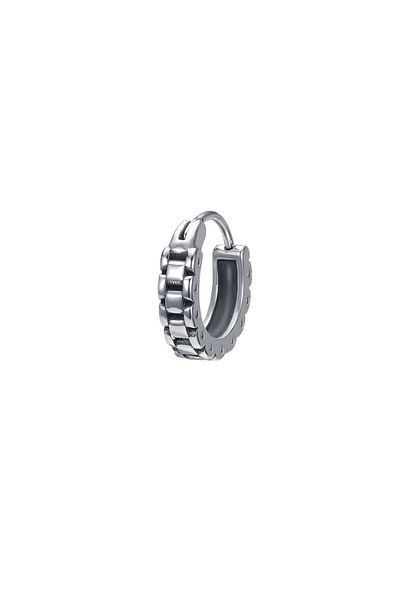 Viking Chain Patterned Ring Snap Vintage Design Men's 316l Steel Earrings