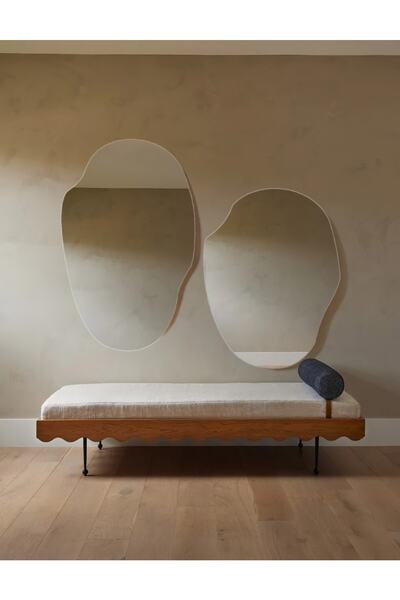 FNC CONCEPT Asimetrik Dekoratif Ikili Duvar Konsol Ayna Seti 110x70cm Ve 90x65cm