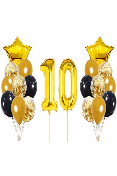 Mini Parti Mini Party Store Siyah Gold Balon Set 10 Yaş