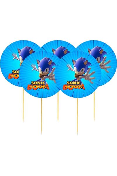 printiks Sonic Boom 20 Li 4 Cm Yuvarlak Hazır Pasta Kürdanı Üstü Süsü Renkli ...
