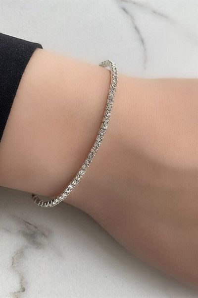 Zupimo Women's White Zircon Stone Flexible Waterway Bracelet