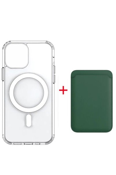 piblue حافظة شفافة متوافقة مع هاتف Iphone 11 Pro Max + حامل بطاقة Magsafe