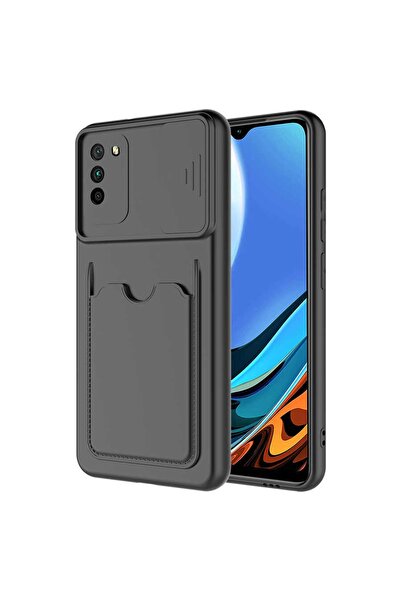 ZM STORE Xiaomi Poco M3 Kılıf Kartlık Bölmeli Sürgülü Kamera Korumalı Kapak