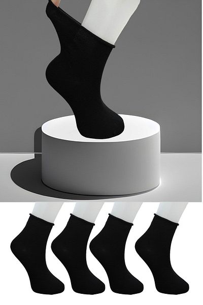 Leement socks 4 чифта къси нееластични чорапи за диабетици, памучни безшевни премиум серии