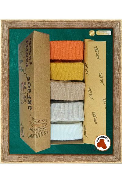 Akface Pastel - Organic Cotton Unisex Luxury Newborn Baby Socks with Box of 5